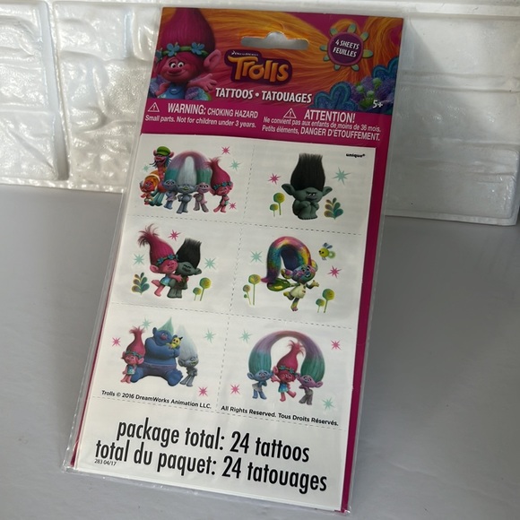 24 pcs Trolls Temporary Tattoos - Picture 3 of 9